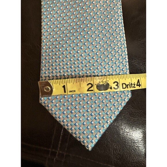Geoffrey Beene Blue Turquoise Hand Made 100% Silk Men’s Neck Tie - Picture 4 of 6
